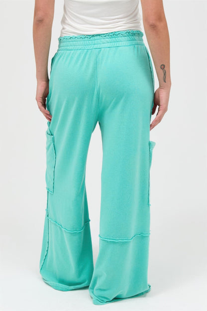 Mineral Wash Wide Leg Cargo Pants – Women’s Cotton Utility Pocket Pants - ZumBuys