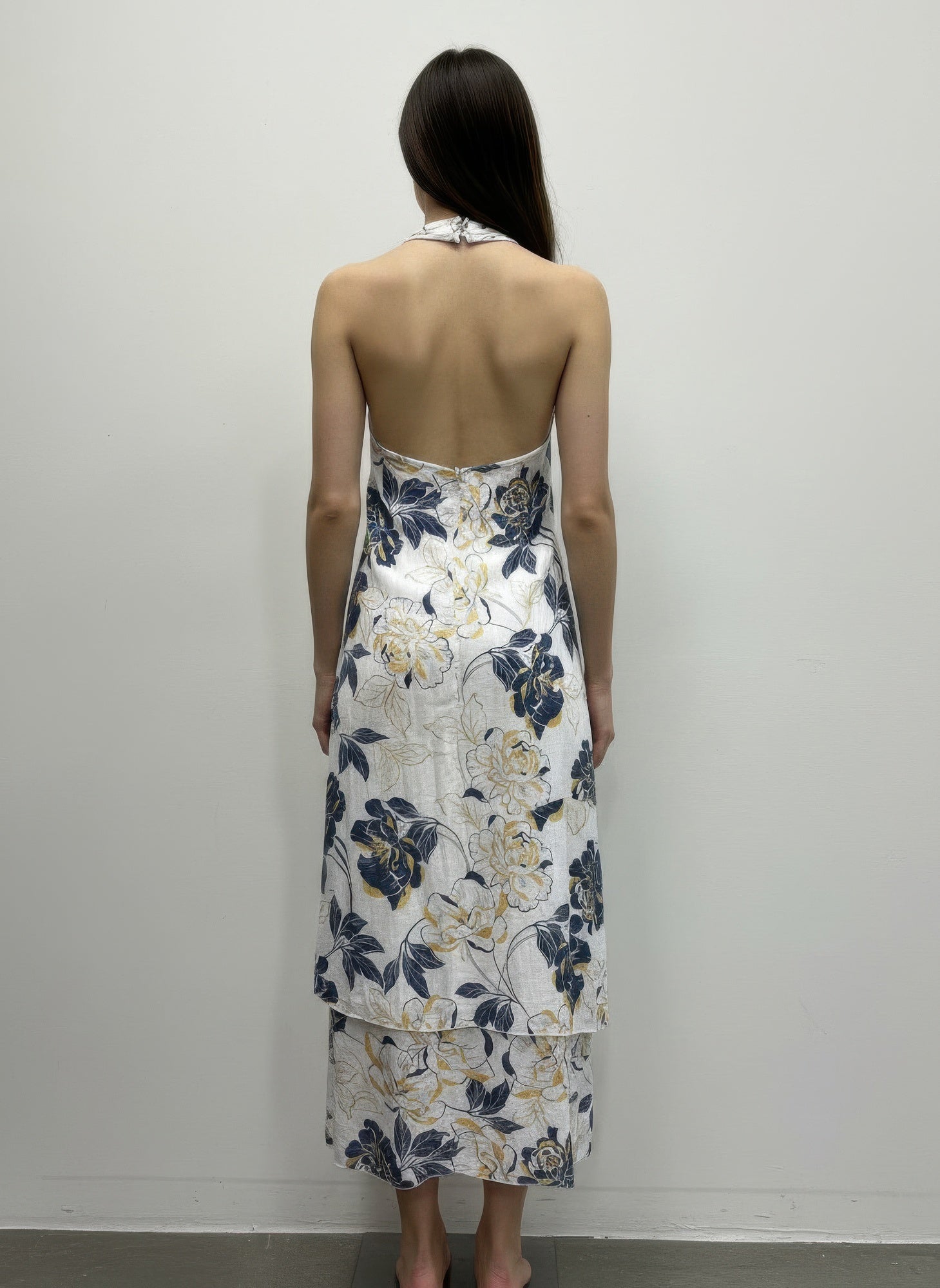 Mlle Gabrielle Floral Sleeveless Dress – High - Low Ruffle Summer Dress - White Floral - ZumBuys