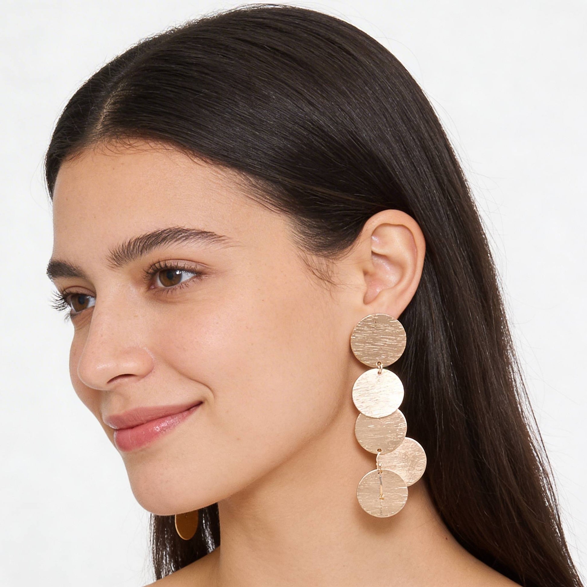 Modern Hammered Disk Drop Earrings - ZumBuys