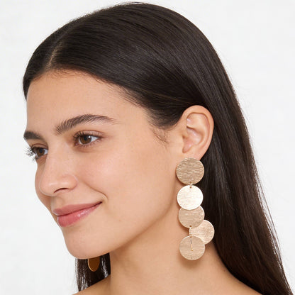 Modern Hammered Disk Drop Earrings - ZumBuys