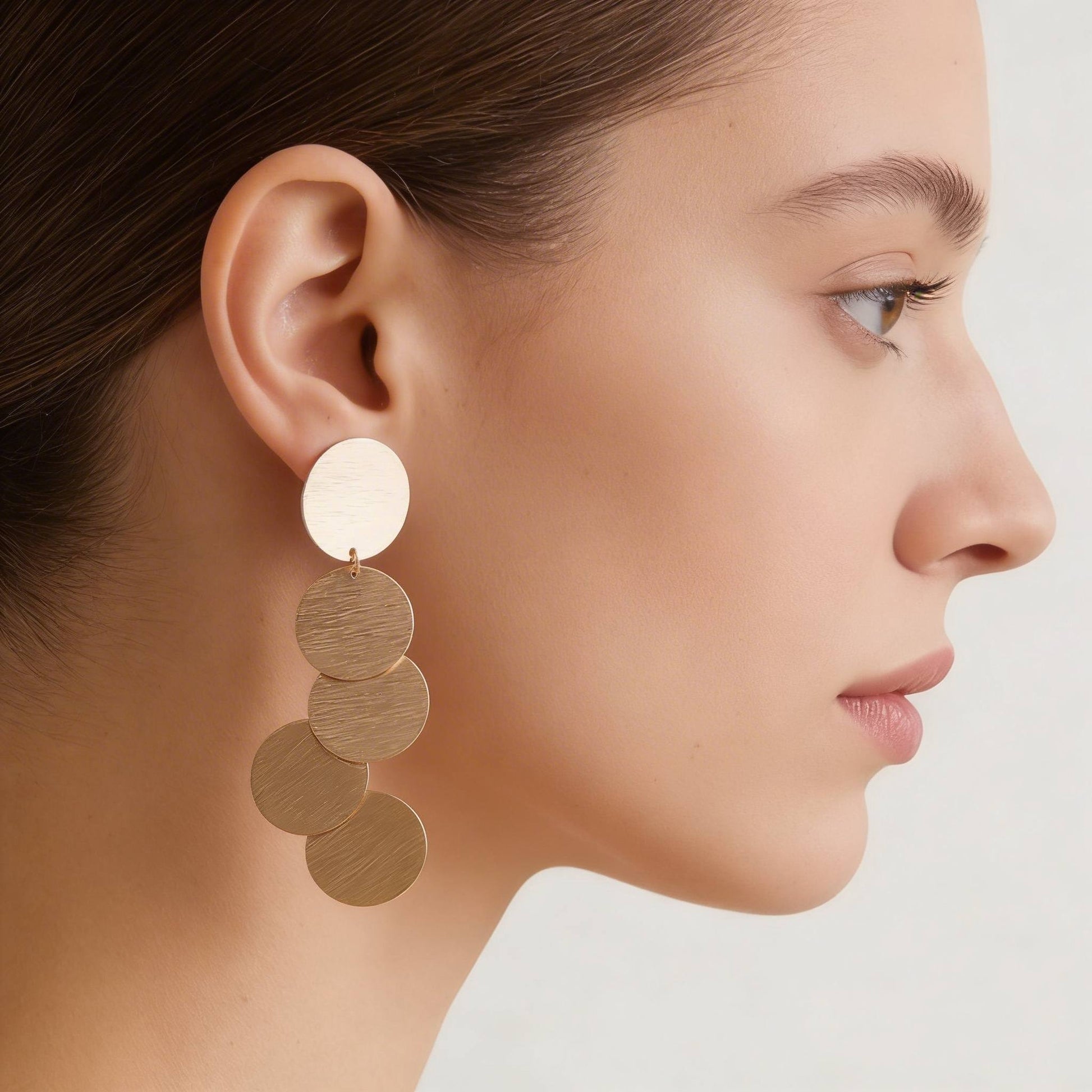 Modern Hammered Disk Drop Earrings - ZumBuys