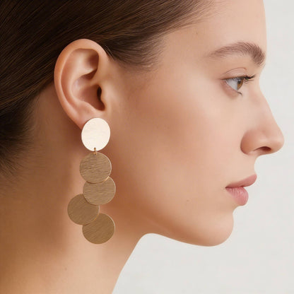 Modern Hammered Disk Drop Earrings - ZumBuys