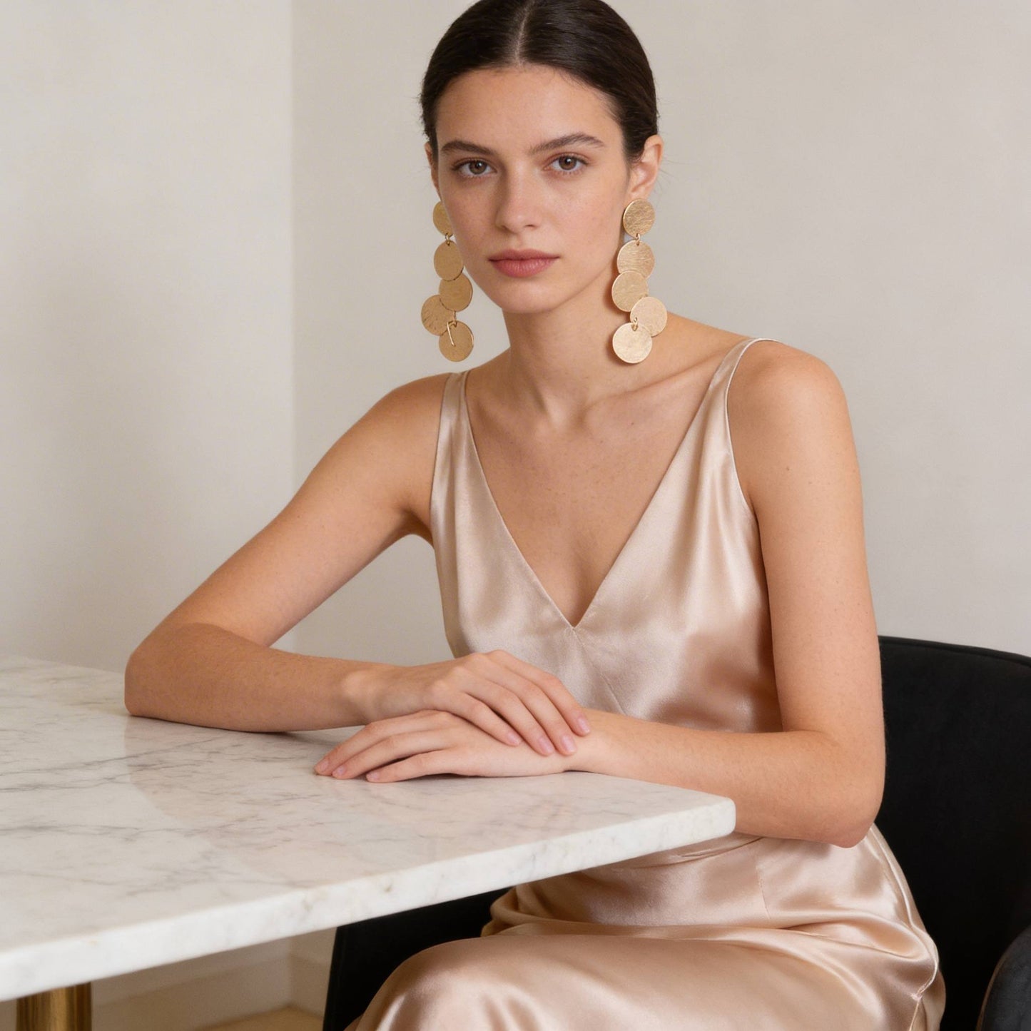 Modern Hammered Disk Drop Earrings - ZumBuys