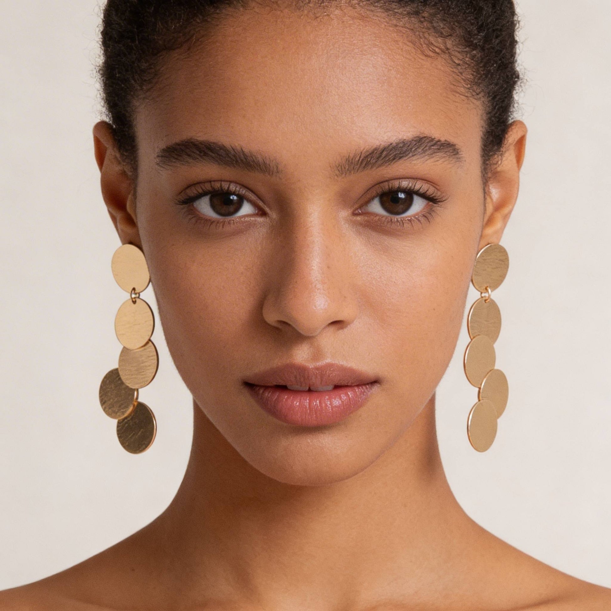 Modern Hammered Disk Drop Earrings - ZumBuys