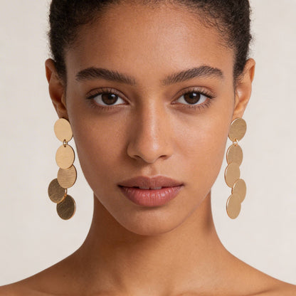 Modern Hammered Disk Drop Earrings - ZumBuys