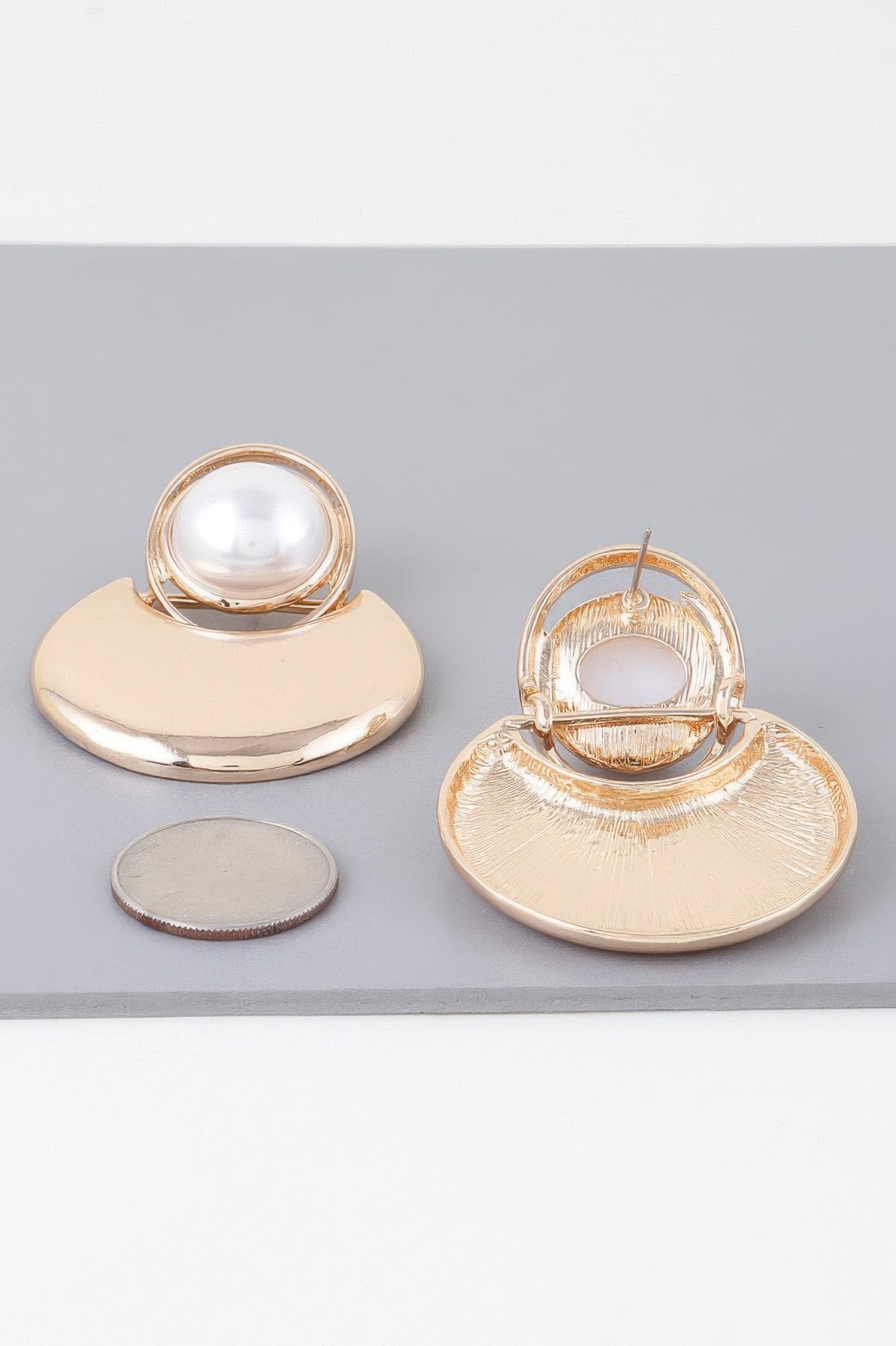 Modern Pearl Crescent Drop Earrings - ZumBuys