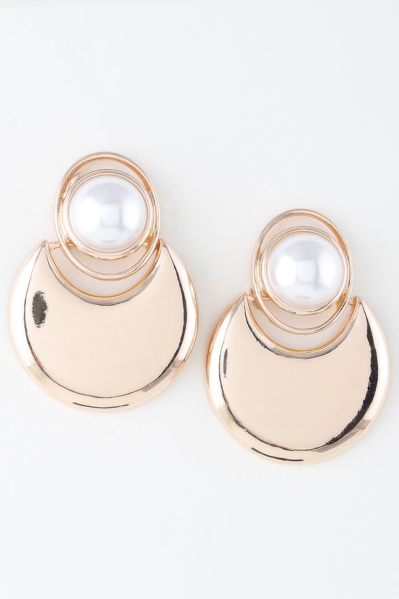 Modern Pearl Crescent Drop Earrings - ZumBuys