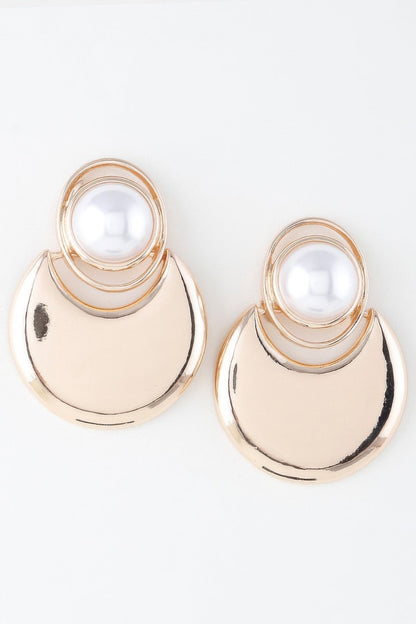 Modern Pearl Crescent Drop Earrings - ZumBuys
