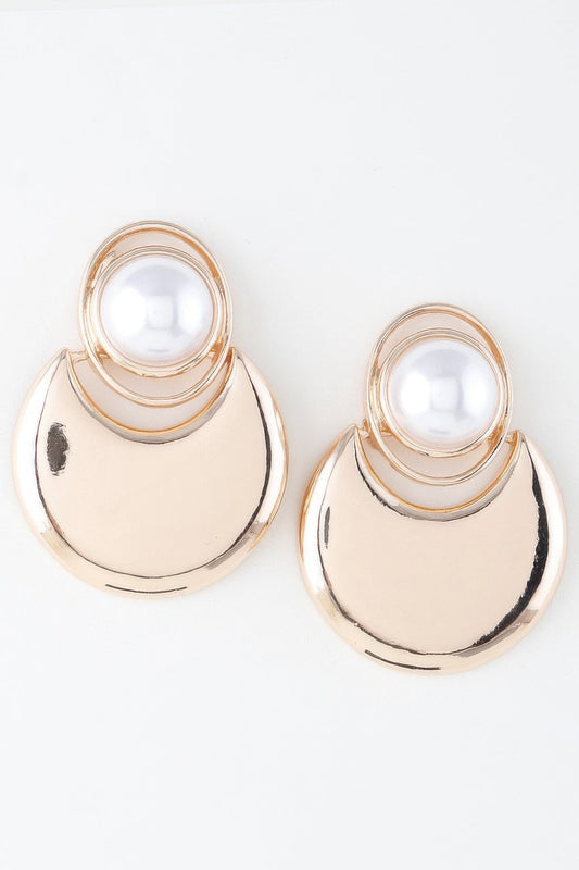 Modern Pearl Crescent Drop Earrings - ZumBuys