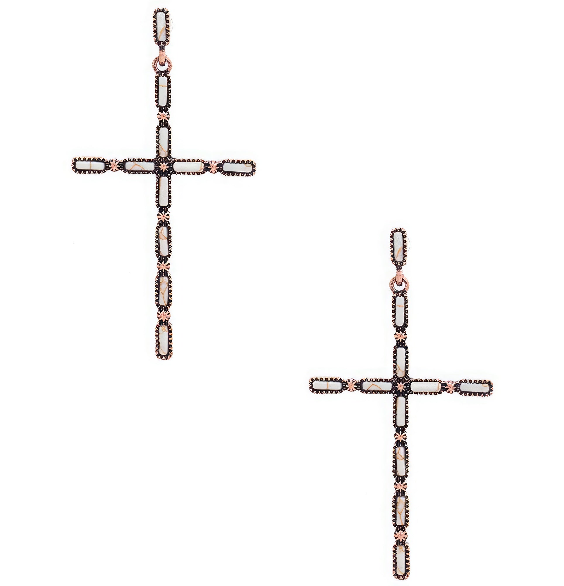 Multi Stone Pattern Cross Metal Earring - ZumBuys