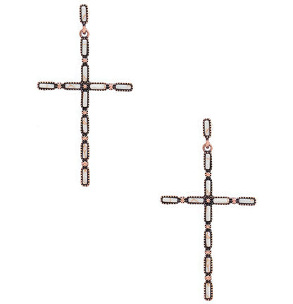 Multi Stone Pattern Cross Metal Earring - ZumBuys