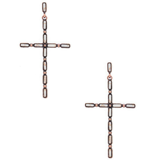 Multi Stone Pattern Cross Metal Earring - ZumBuys