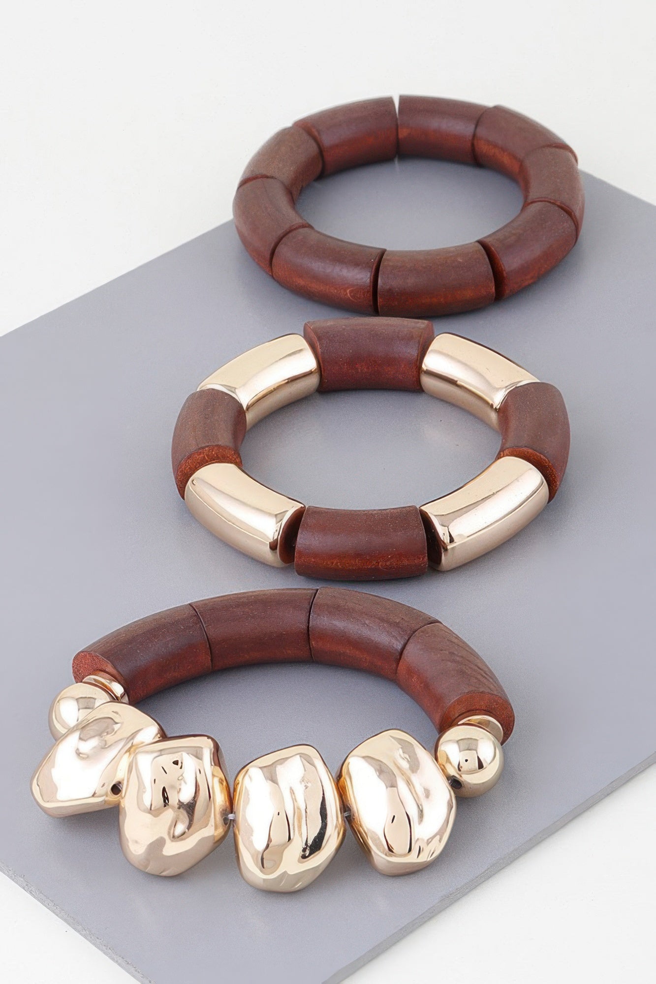Multi Stone Wood Bracelet - ZumBuys