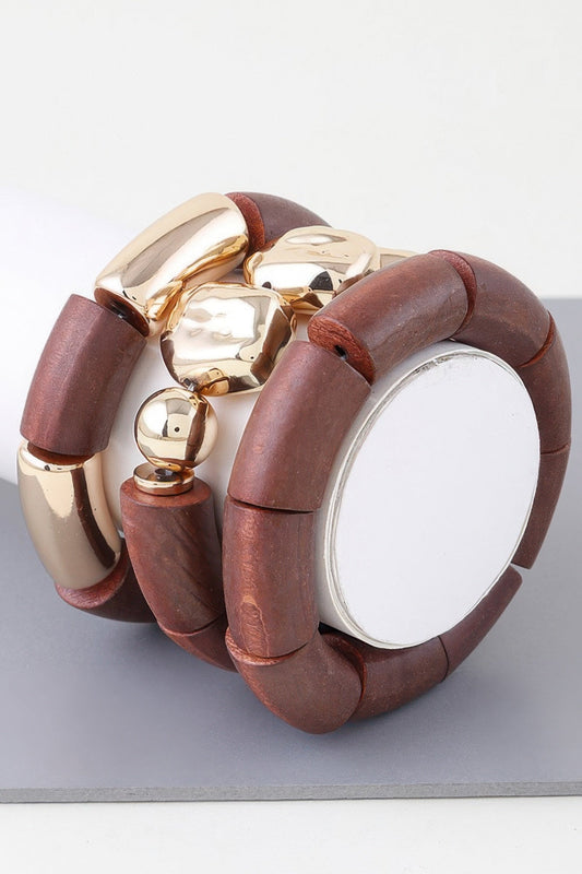 Multi Stone Wood Bracelet - ZumBuys