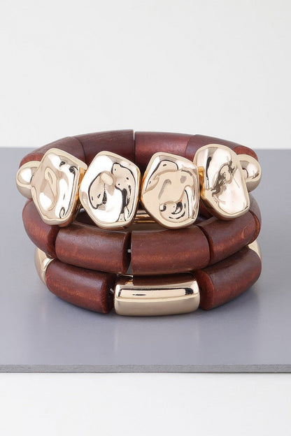 Multi Stone Wood Bracelet - ZumBuys