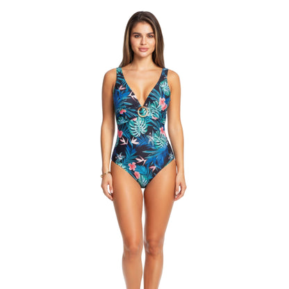 Navy Tropical Dream One Piece - ZumBuys