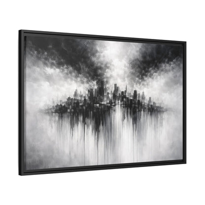 Noir Skyline Matte Canvas, Framed (Multi - color) - ZumBuys