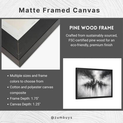 Noir Skyline Matte Canvas, Framed (Multi - color) - ZumBuys