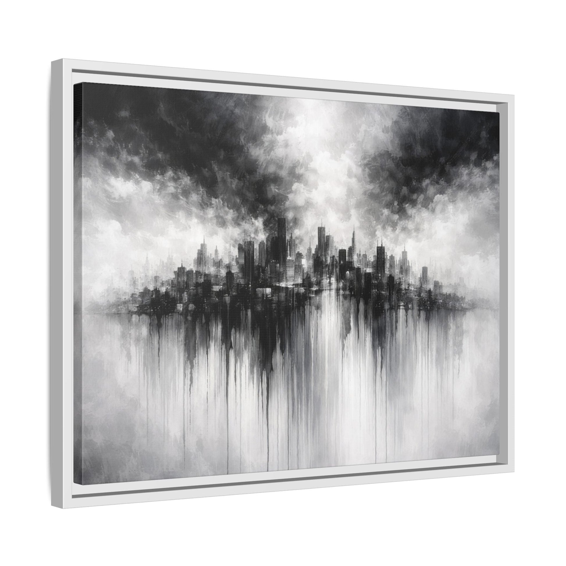 Noir Skyline Matte Canvas, Framed (Multi - color) - ZumBuys