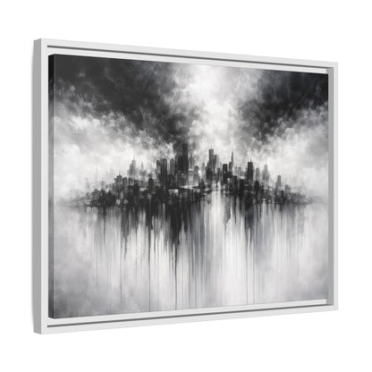 Noir Skyline Matte Canvas, Framed (Multi - color) - ZumBuys