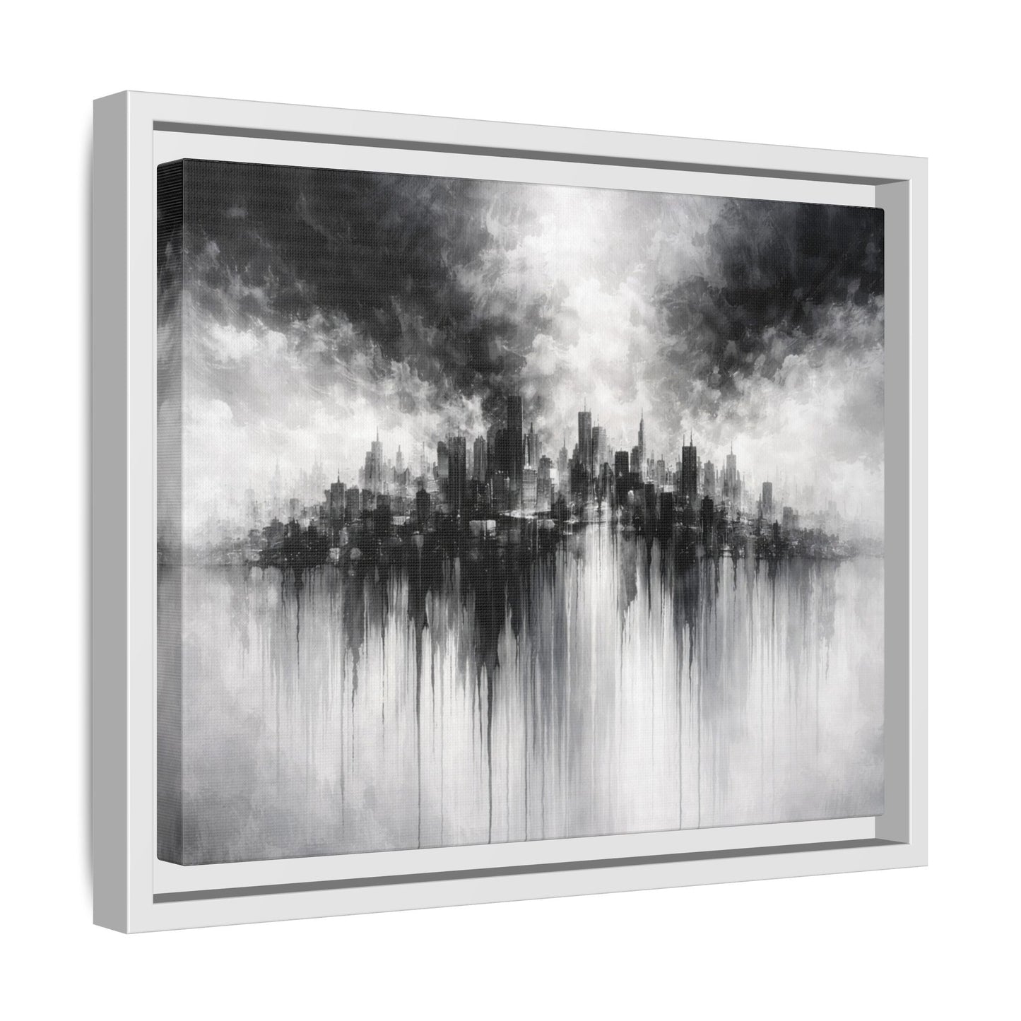 Noir Skyline Matte Canvas, Framed (Multi - color) - ZumBuys