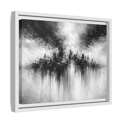 Noir Skyline Matte Canvas, Framed (Multi - color) - ZumBuys
