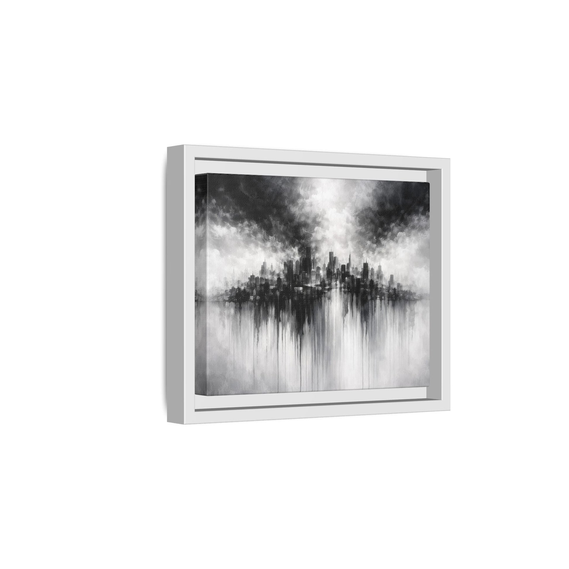 Noir Skyline Matte Canvas, Framed (Multi - color) - ZumBuys