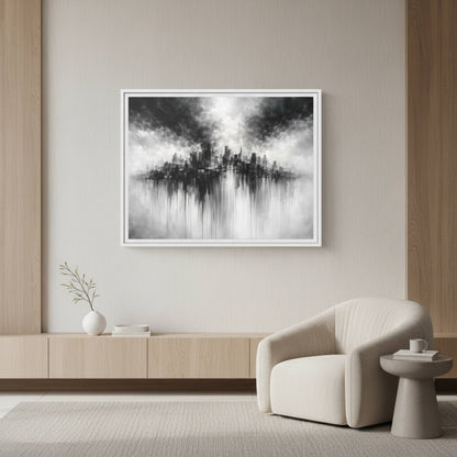 Noir Skyline Matte Canvas, Framed (Multi - color) - ZumBuys