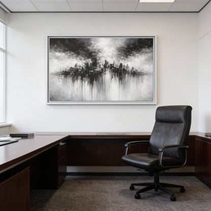 Noir Skyline Matte Canvas, Framed (Multi - color) - ZumBuys