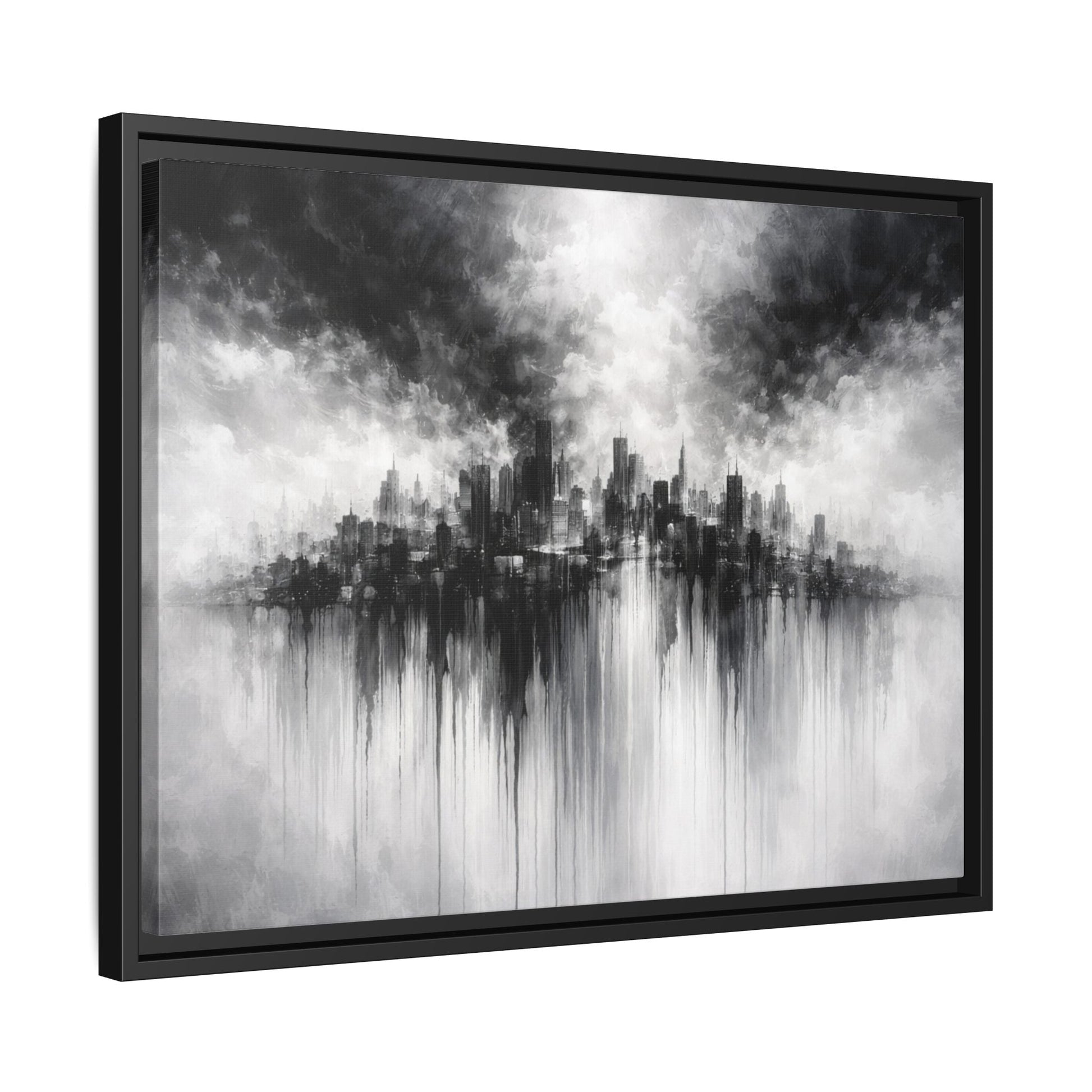 Noir Skyline Matte Canvas, Framed (Multi - color) - ZumBuys