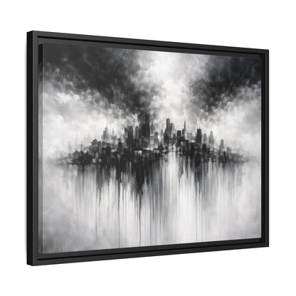 Noir Skyline Matte Canvas, Framed (Multi - color) - ZumBuys