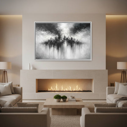 Noir Skyline Matte Canvas, Framed (Multi - color) - ZumBuys