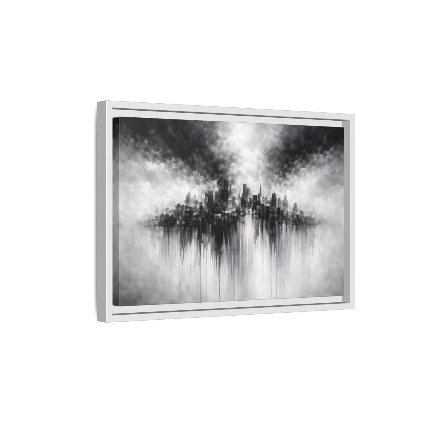 Noir Skyline Matte Canvas, Framed (Multi - color) - ZumBuys