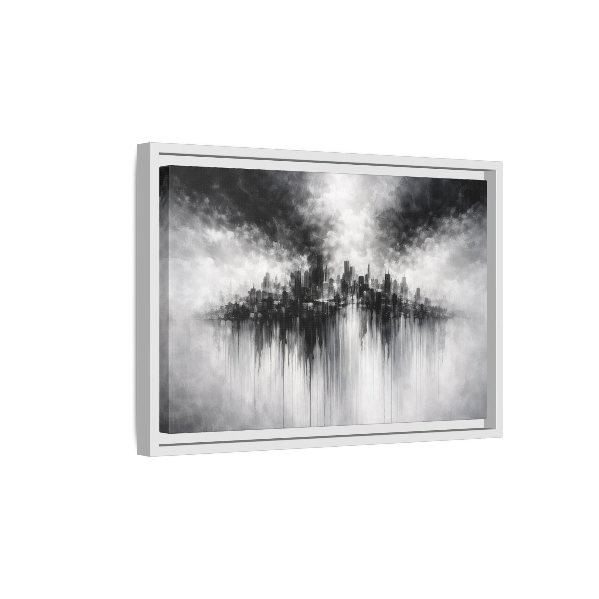 Noir Skyline Matte Canvas, Framed (Multi - color) - ZumBuys
