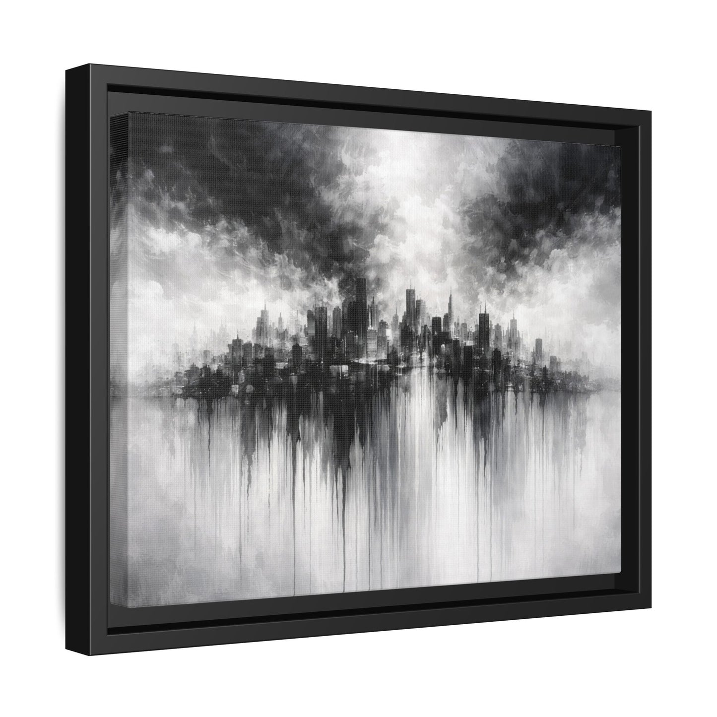 Noir Skyline Matte Canvas, Framed (Multi - color) - ZumBuys