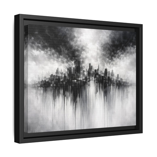 Noir Skyline Matte Canvas, Framed (Multi - color) - ZumBuys