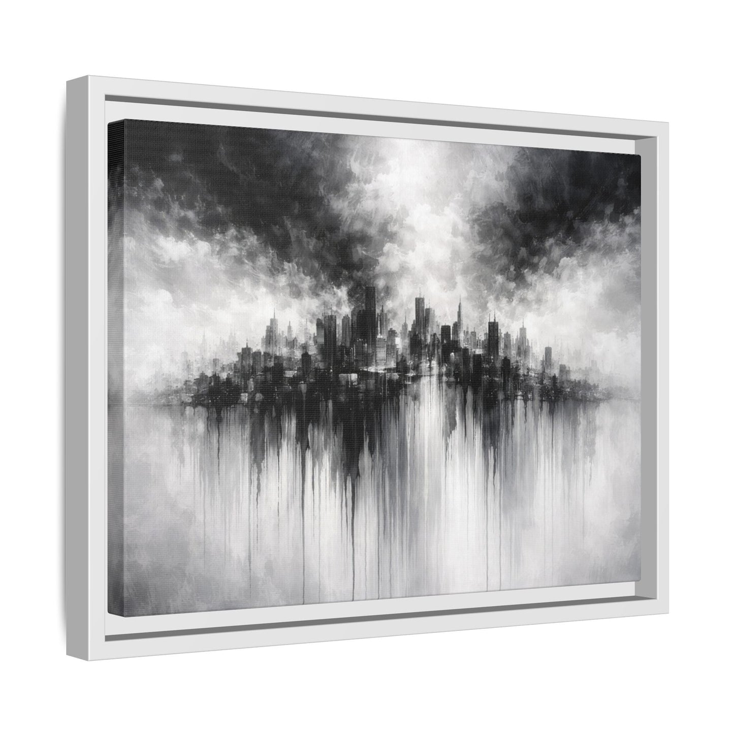 Noir Skyline Matte Canvas, Framed (Multi - color) - ZumBuys