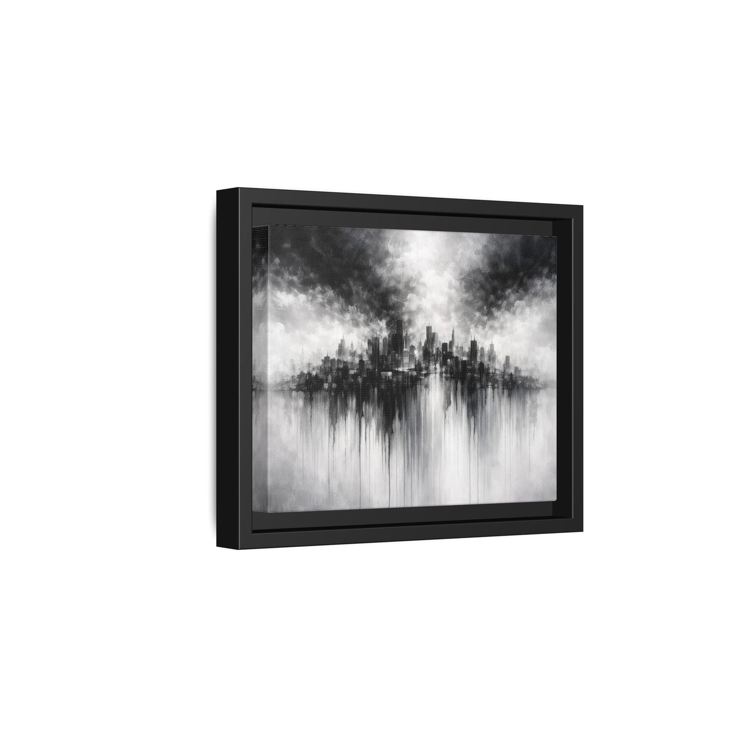 Noir Skyline Matte Canvas, Framed (Multi - color) - ZumBuys