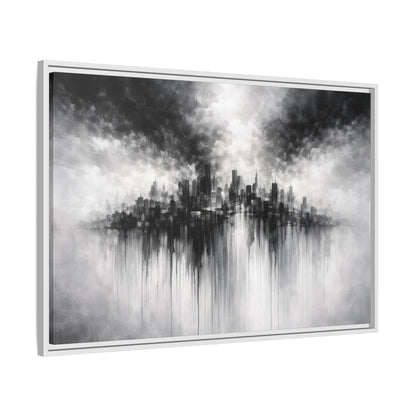 Noir Skyline Matte Canvas, Framed (Multi - color) - ZumBuys