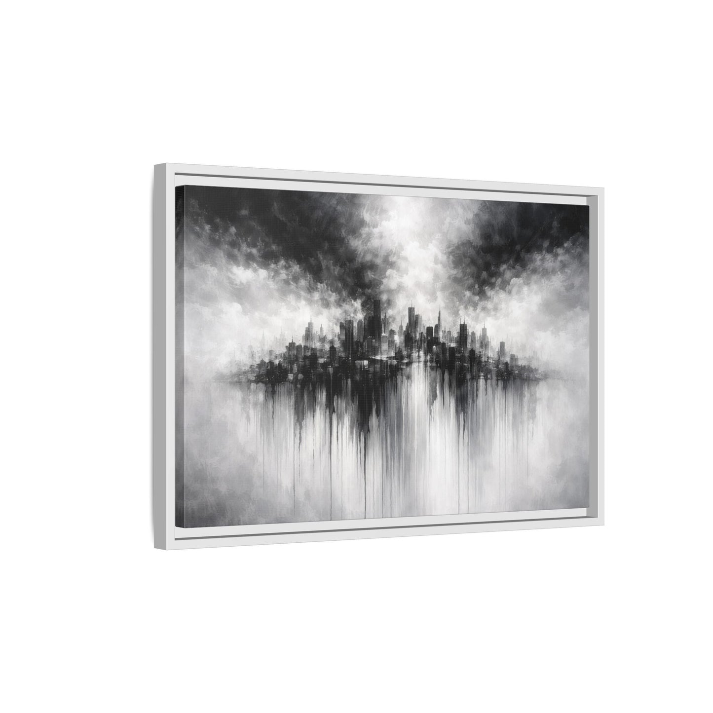 Noir Skyline Matte Canvas, Framed (Multi - color) - ZumBuys