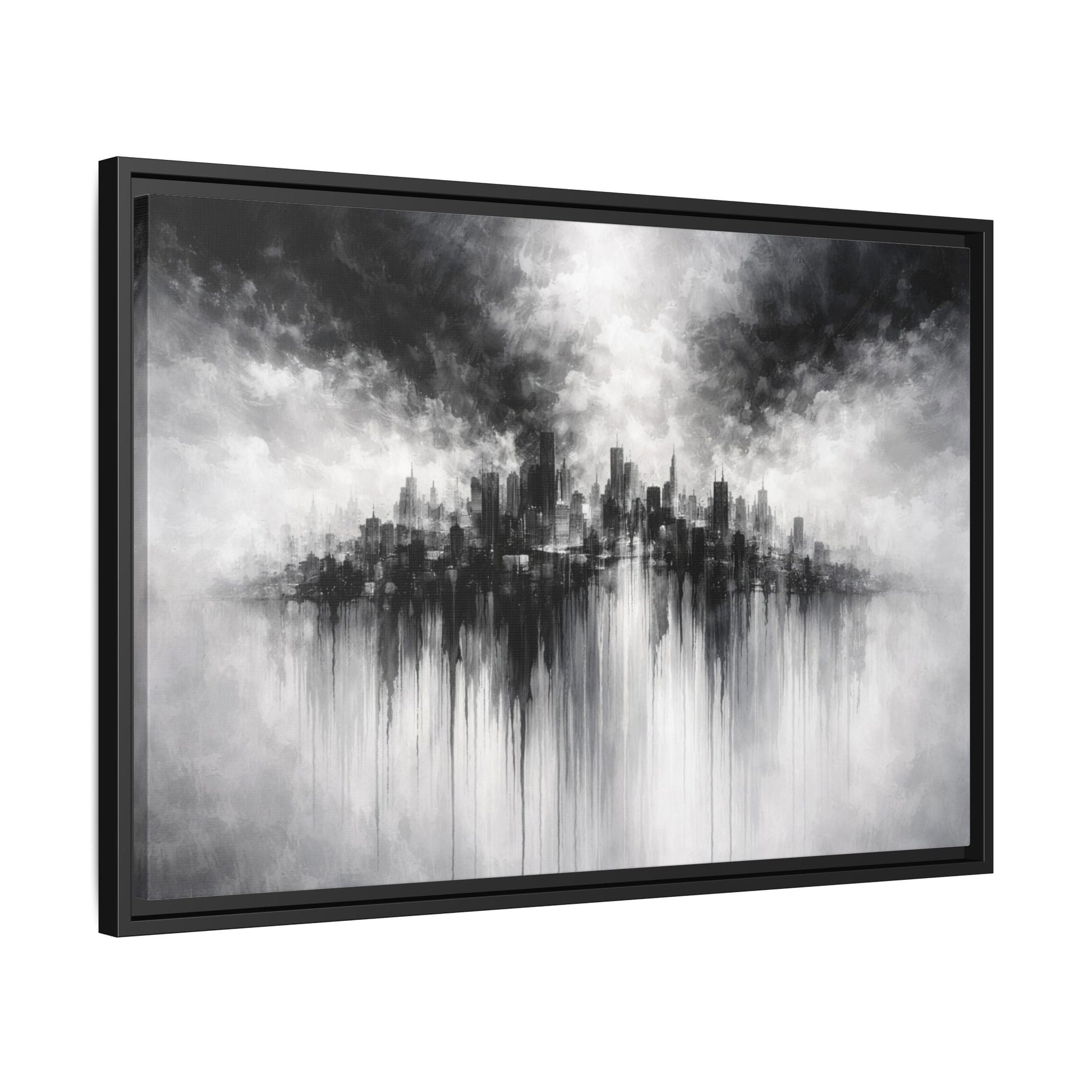 Noir Skyline Matte Canvas, Framed (Multi - color) - ZumBuys