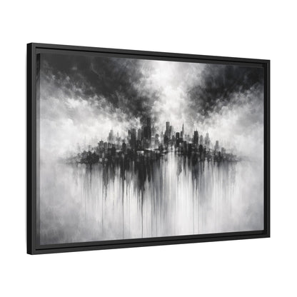 Noir Skyline Matte Canvas, Framed (Multi - color) - ZumBuys