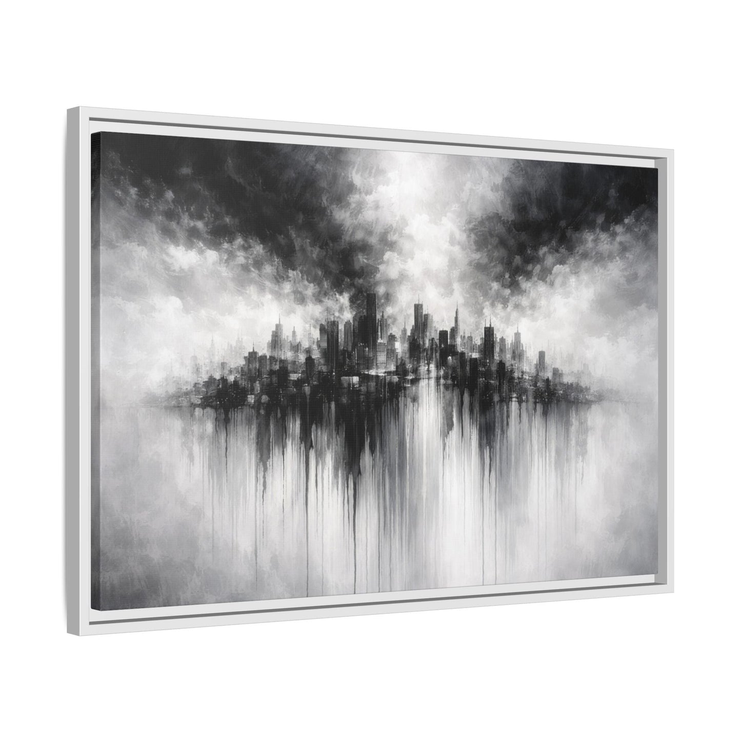 Noir Skyline Matte Canvas, Framed (Multi - color) - ZumBuys
