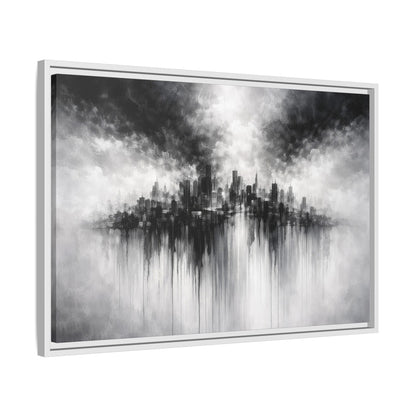 Noir Skyline Matte Canvas, Framed (Multi - color) - ZumBuys