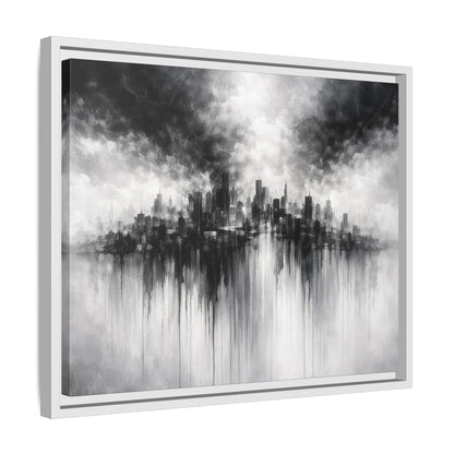 Noir Skyline Matte Canvas, Framed (Multi - color) - ZumBuys