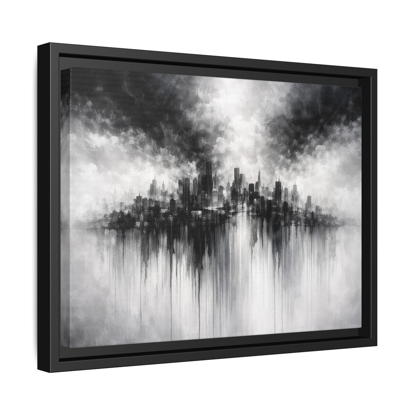 Noir Skyline Matte Canvas, Framed (Multi - color) - ZumBuys