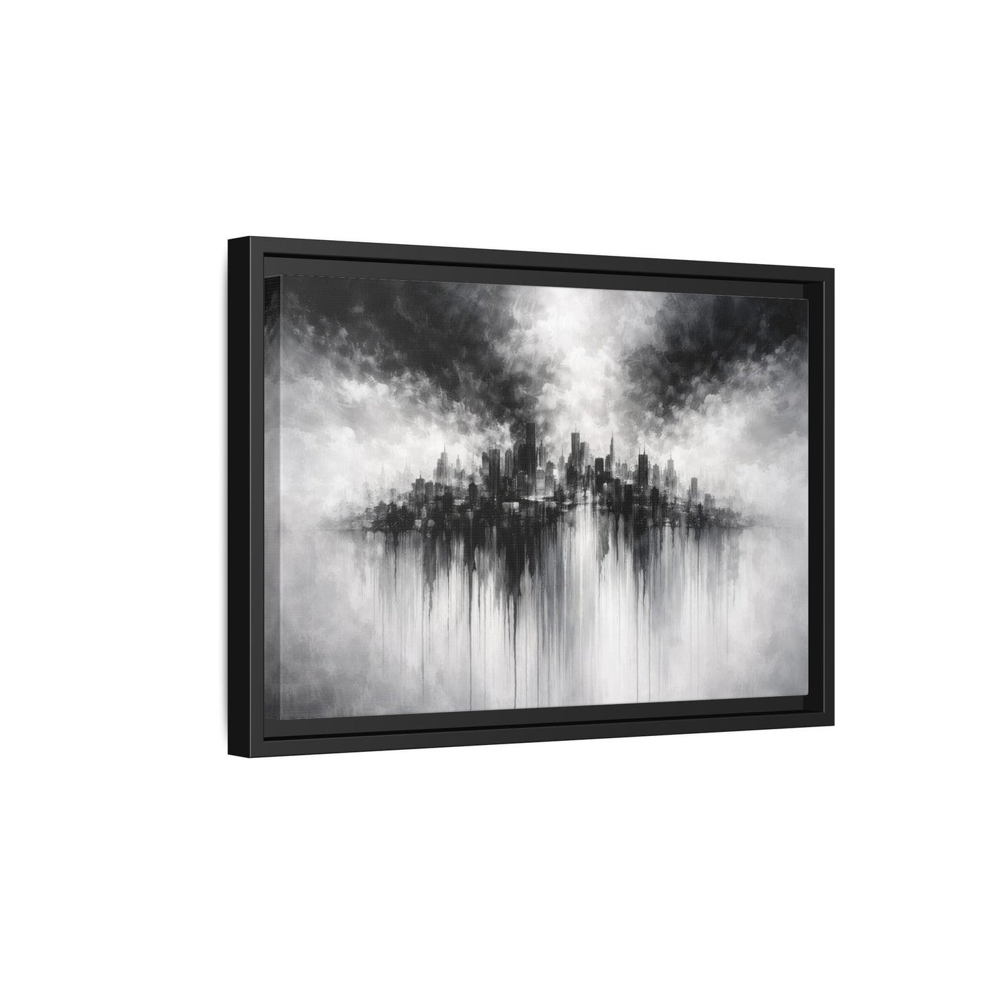 Noir Skyline Matte Canvas, Framed (Multi - color) - ZumBuys