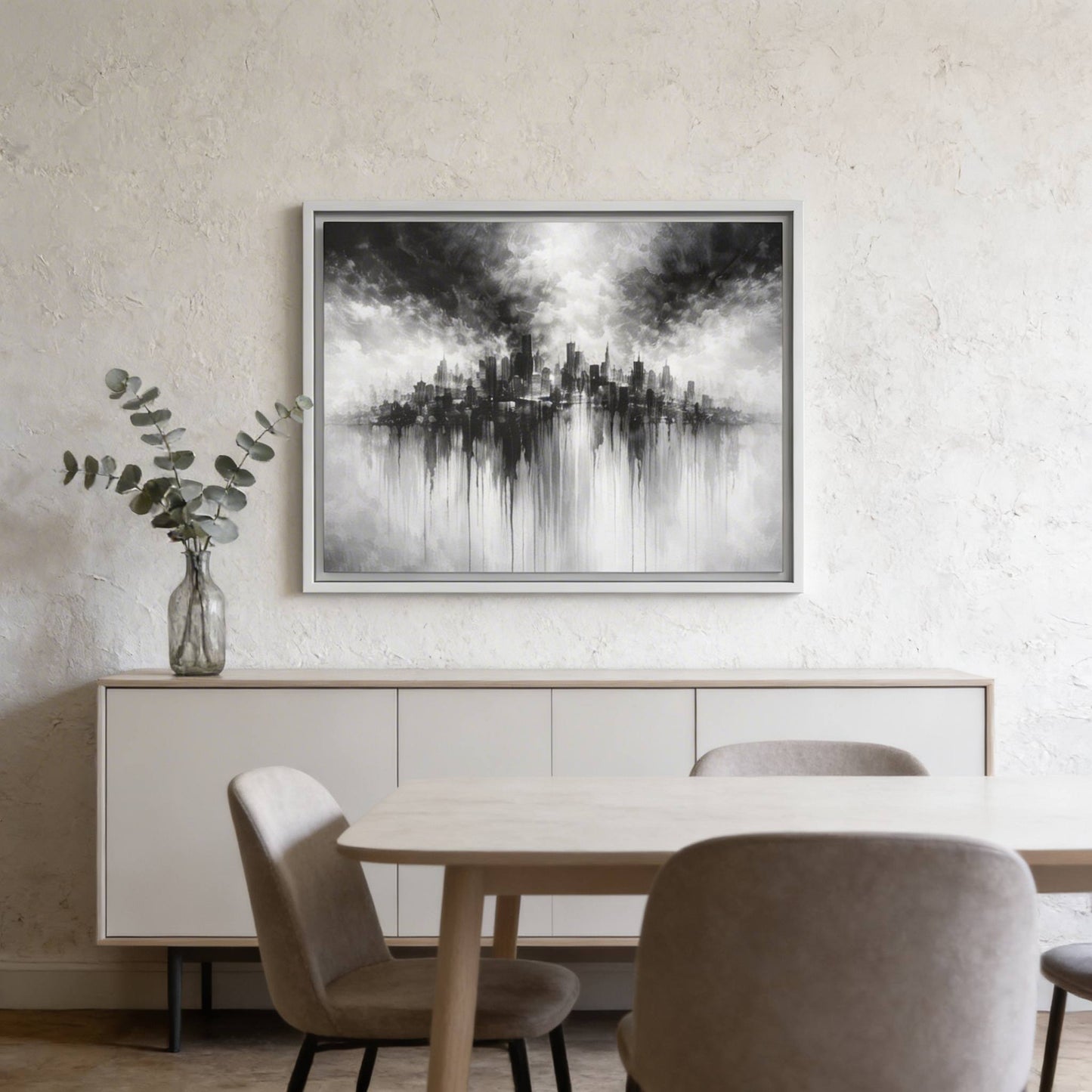 Noir Skyline Matte Canvas, Framed (Multi - color) - ZumBuys