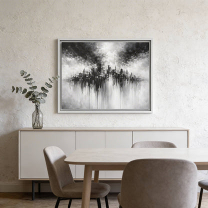 Noir Skyline Matte Canvas, Framed (Multi - color) - ZumBuys
