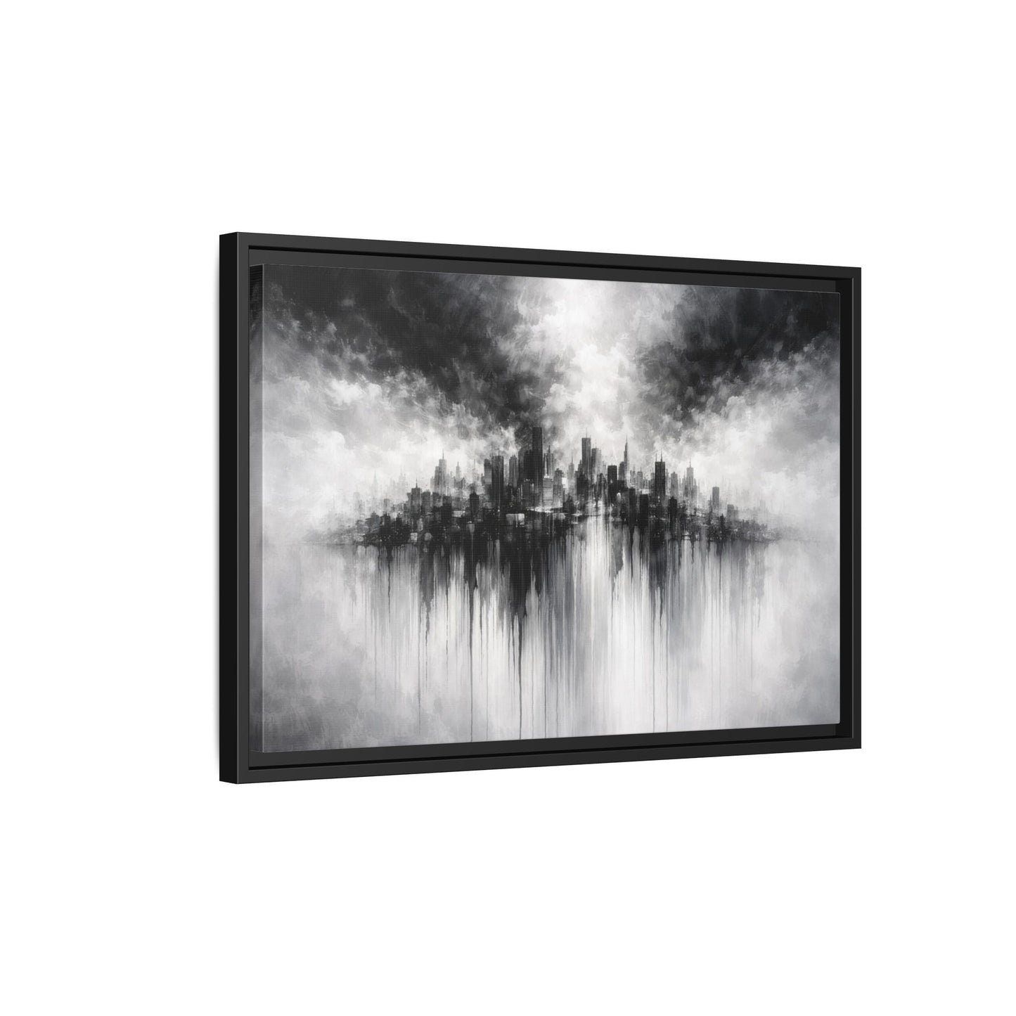 Noir Skyline Matte Canvas, Framed (Multi - color) - ZumBuys